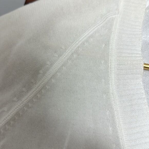 Repeat White Long Cardigan with Decorative Buttons & Patch Pockets. Size 36/XS. - Picture 4 of 10